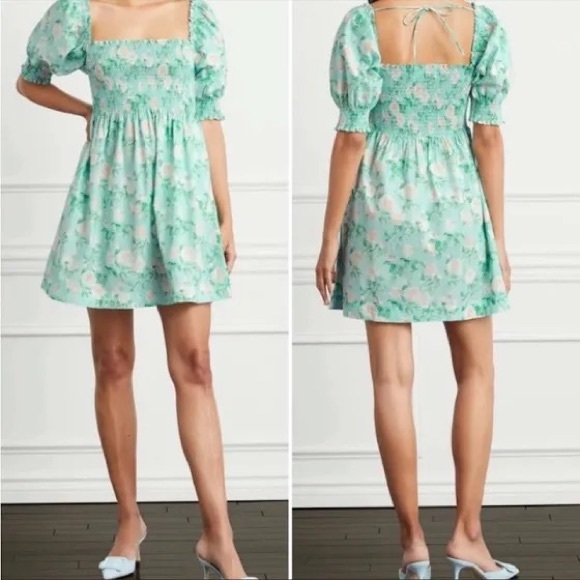 NWT Hill House Athena Nap Mini Dress in Blue w/Pink & Green Floral - Small - Picture 11 of 11